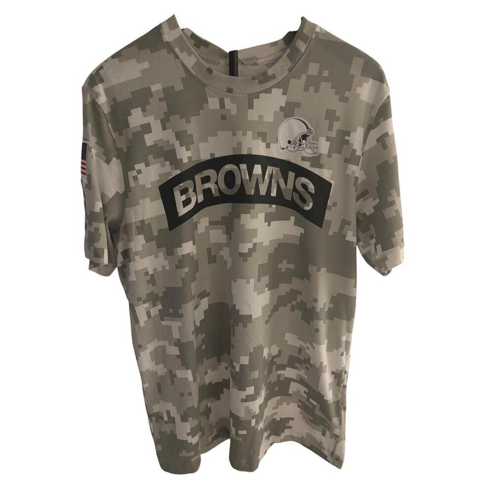 NikeSalute to Service On‑Field Cleveland Browns Tee Cam Check Pattern SZ M NWT